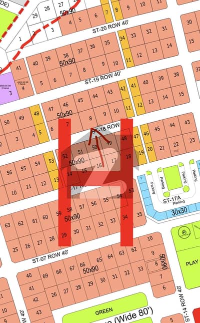 1 Kanal (6570) Huge Front Plot for Sale in DHA Phase 5 - Sector H