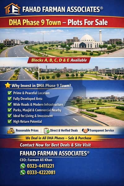Fahad Farman Associates Offers DHA 9 Town Plot For Sale
