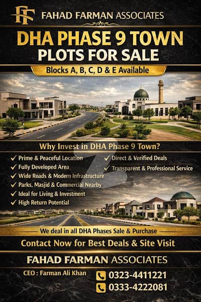 Fahad Farman Associates Offers Plot For Sale in DHA 9 Town