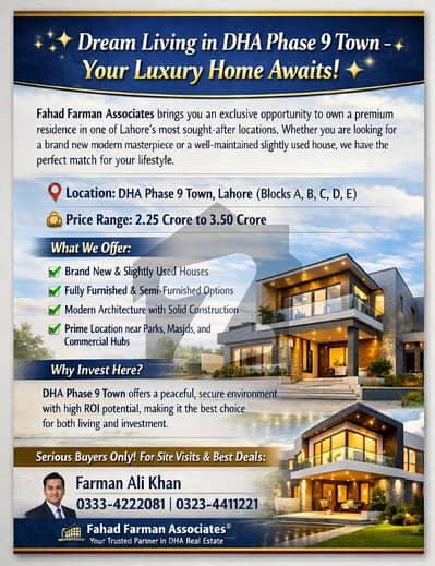 Fahad Farman Associates Offers DHA 9 Town House For Sale