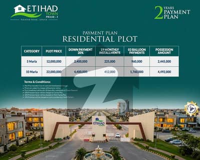 New Deal - 5 Marla Residential Plot For Sale On Easy Instalment In Etihad Town Phase 1 Lahore