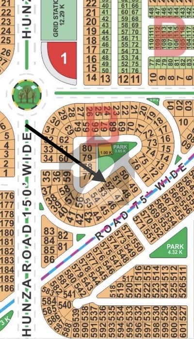 1 kanal B block facing park possession plot