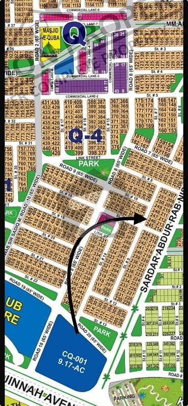 DHA Multan sector Q 1 kanal residential plot near to park, Masjid and commercial. Backside of 120ft road.