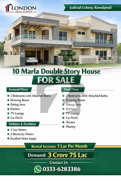 10 Marla Double Story House for Sale Judicial Colony, Rawalpindi