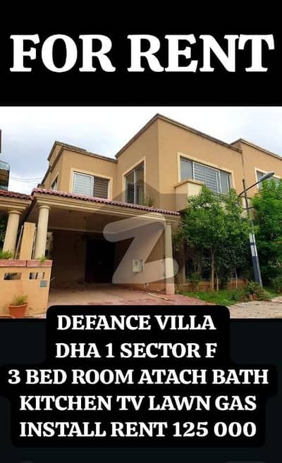 DHA 1 SECTOR F  DEFANCE VILLAS 3 BED ROOM ATACH BATH KITCHEN TV LAWN GAS INSTALL SMALL FAMILY