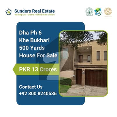 Just Listed! Luxury 500-Yard One & Two Unit Bungalows in DHA Phase 6 Featuring Burma teak wood, imported fittings, green lawn & modern stone/wood elevation. Ground + First Floor. Reasonable demand! Prime Location