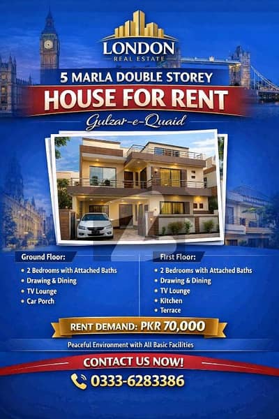 5 Marla Double Story House for Rent New Gulzar-e-Quaid