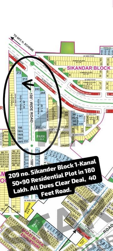 209 No Sikander Block 1-Kanal (50 By 90) Residential Plot All Dues Clear Deal, 40 Feet Road Best Location For Constructing Your Dream House In Bahria Town Lahore
