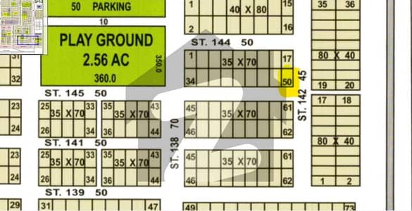 G-13/4 Street 145 Proper Corner Sun Face Plot Size 35x70 for sale