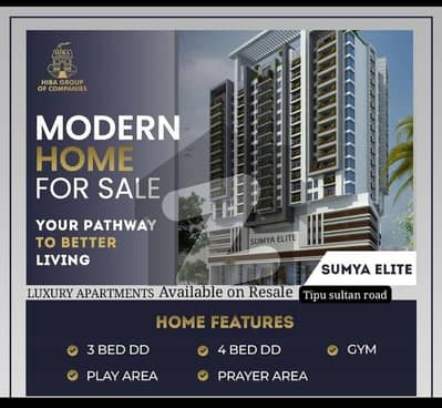 Brand New 3 Bedrooms Drawing Lounge Luxury Flat Available For Sale At Prime Location of Tipu Sultan Road With All Modern Facilities