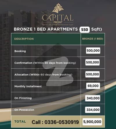 1 Bed Luxury Apartment Available For Sale On 4.5 Years Instalment Plan In Top City 1 Islamabad