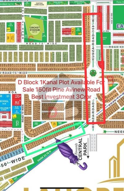 D Block 1kanal 150fit Pine Avenue Road Hunza Road 1kanal Possession Plot Available For Sale Best Location Near Etihad Town Phase3 Near Main Ferozepur Road