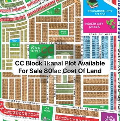 CC Block 1kanal Plot Available for Sale Near Facing Park Near Mian Gate Best Location