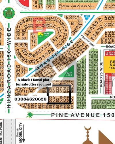 LDA City Lahore A Block 1 Kanal Plot For Sale On ground carpet road