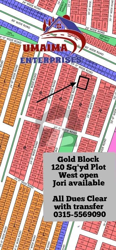 Gold Block 120 Sq Yard West Open   North Town Resiency Phase 1