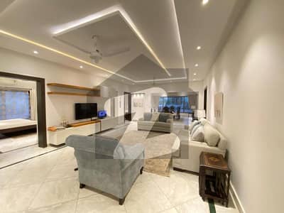 E7 1000 Square Yead Fully Furnished Ground Portion 3 Bedrooms with Attached Bathroom Drawing and Dining TV Lounge Kitchen