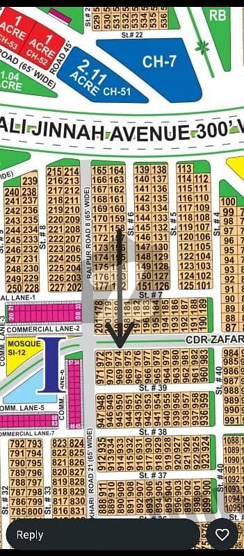 DHA Multan sector i 1 kanal 80ft road facing residential plot near to park, Masjid and commercial.