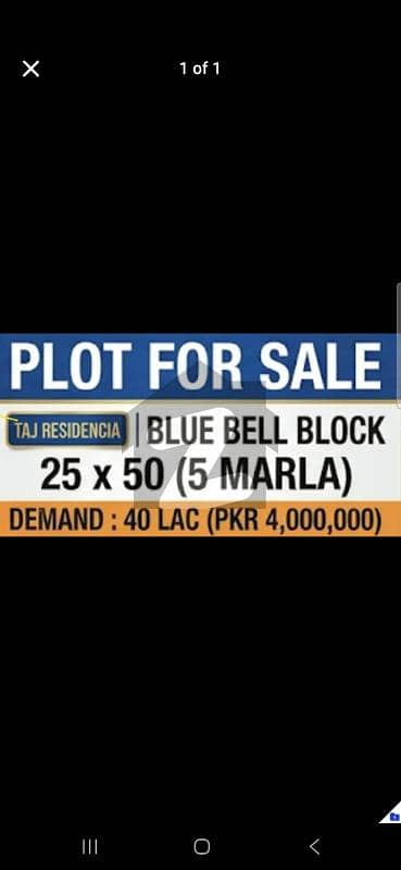 5 Taj Residencia- 5 Marla Plot for sale