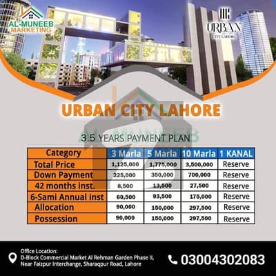 اربن سٹی - سٹی وینچر اربن سٹی,نارووال - مریدکے روڈ,مُرِيدكے میں 3 مرلہ پلاٹ فائل 11.25 لاکھ میں برائے فروخت۔