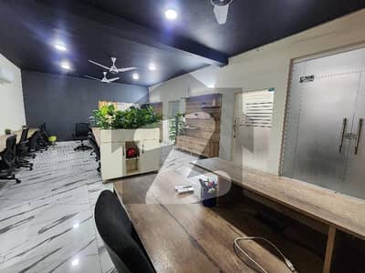 10 Marla Furnished Office for Rent  Main Commercial Johar town  40 Persons Sitting capacity 1st floor  15kv Solar Backup 5 Inverter Ac installed  1 Exactive Cabin  1 Meeting room  2 washrooms + Balcony  1 Kitchen + Cafeteria  Demand 5lac