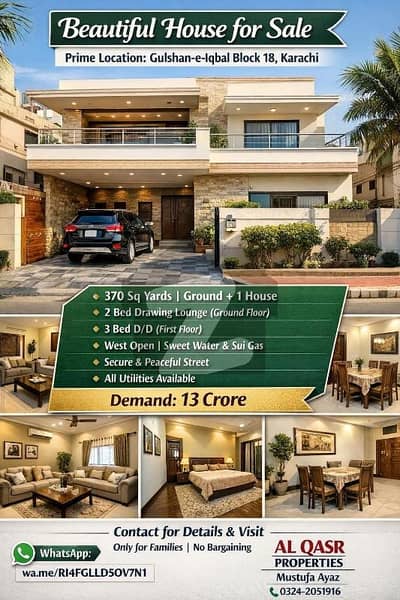 HOUSE FOR SALE IN GULSHAN E IQBAL BLOCK BLOCK 18 HOUSE FOR SALE IN GULSHAN E IQBAL BLOCK BLOCK 18