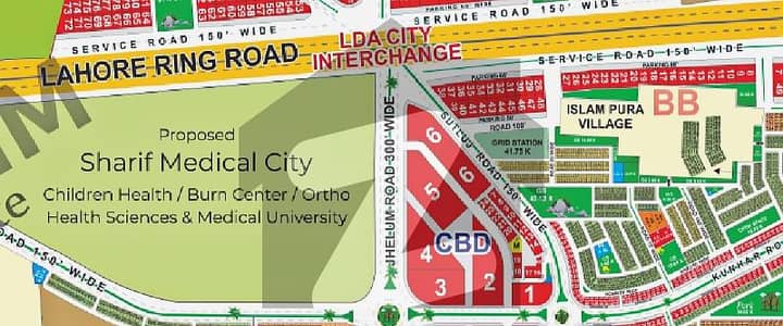 5 Marla Plot Avaiable with direct access with 150ft SUTLUJ Road & Near CBD, Block BB, LDA CITY Lahore.