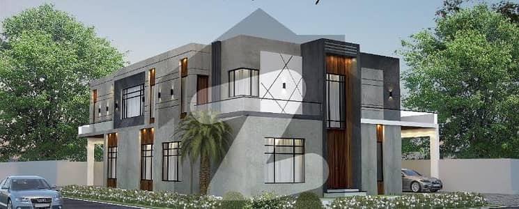 Beautifull Designer Gray Structure Corner House With Basement