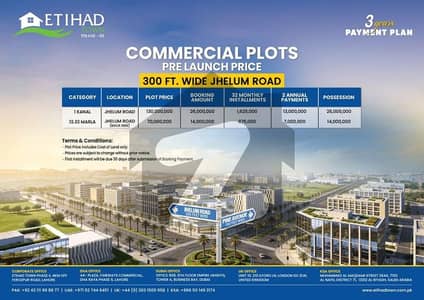 1 Kanal Commercial Plots for Sale with 3 Years Payment Plan in Etihad Town Phase 1 Raiwind Road Lahore