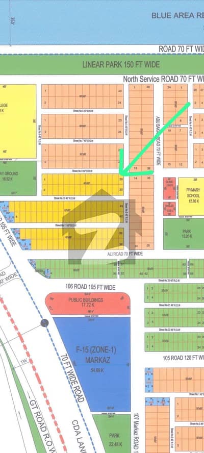 ایف۔15/3 ایف ۔ 15,اسلام آباد میں 14 مرلہ رہائشی پلاٹ 1.7 کروڑ میں برائے فروخت۔
