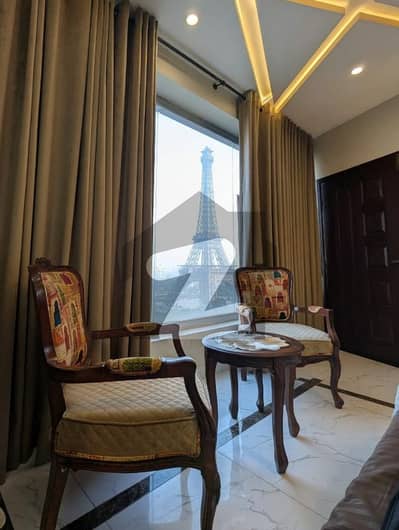 Furnished 1 Bed Apartment Available Near Eiffel Tower for Rent in Bahria Town Lahore.