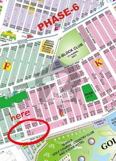 43Marla Corner Ideal Location plot of Dha phase 6 near to Raya Golf Course