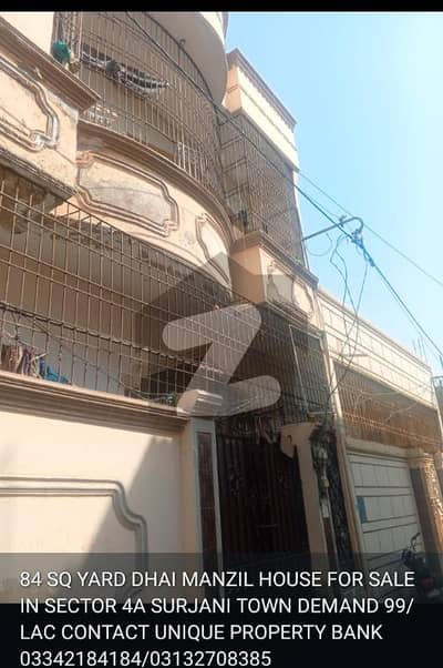 BEST FOR INVESTER 84 SQ YARD DOUBLE RCC PLU 2 ROOM ON TOP TOTAL 8 ROOM HOUSE FOR SALE IN 4A SURJANI TOWN NEAR MAIN ROAD