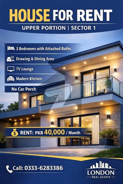 House for Rent Upper Portion (Sector 1)