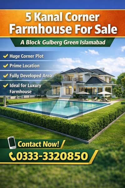 گلبرگ گرینز ۔ بلاک اے گلبرگ گرینز,گلبرگ,اسلام آباد میں 5 کنال رہائشی پلاٹ 13.0 کروڑ میں برائے فروخت۔