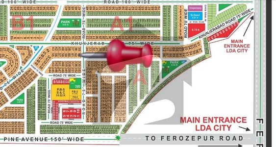 LDA City Lahore A Block 1 Kanal Plot For Sale 75ft road back