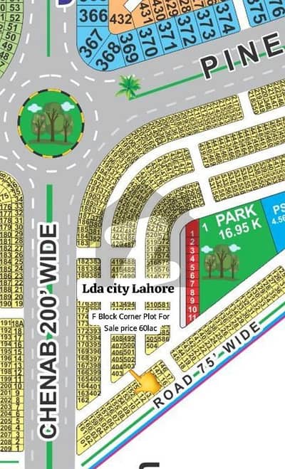 5 Marla Corner Possession Plot For Sale In LDA City F Block Near Pine Avenue road 150ft