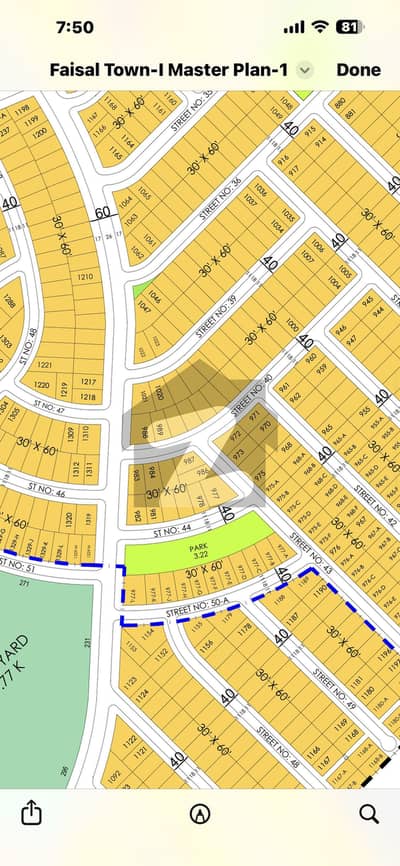 8 MARLA PARK FACING FRANT BACK OPEN PLOT FOR SALE IN FAISAL TOWN
