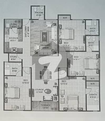 ایئرپورٹ روڈ کراچی میں 6 کمروں کا 7 مرلہ فلیٹ 3.42 کروڑ میں برائے فروخت۔
