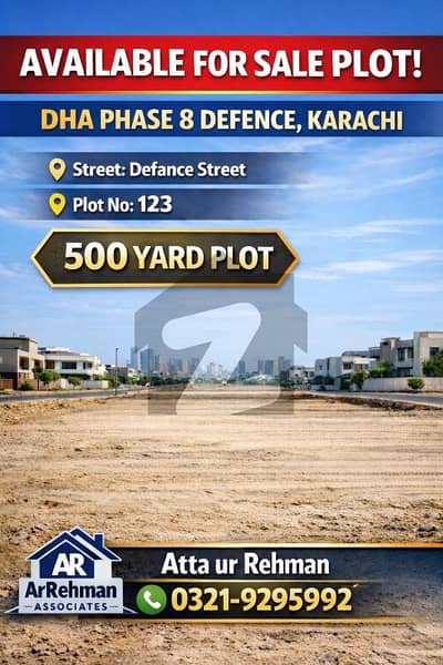 ڈی ایچ اے فیز 8 - زون ڈی ڈی ایچ اے فیز 8,ڈی ایچ اے ڈیفینس,کراچی میں 1 کنال رہائشی پلاٹ 9.5 کروڑ میں برائے فروخت۔