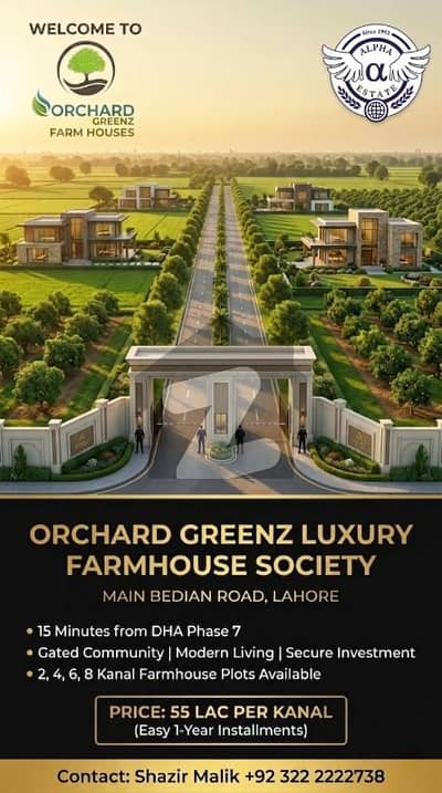 Orchard Greenz Luxury Farmhouse Society Prime Location on Main Bedian Road, Lahore