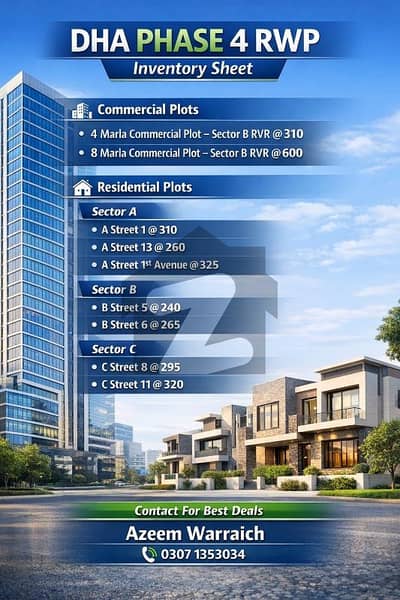1 kanal plot available for sale in Dha phase 4 Rwp
