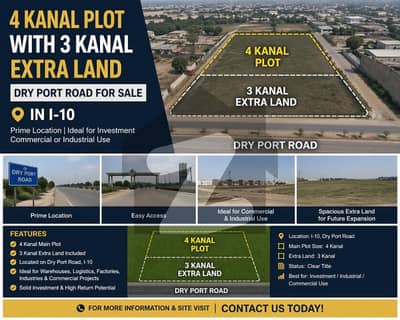4 Kanal Plot with 3 Kanal Extra Land Dry Port Road For Sale In I-10