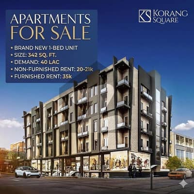 Korang Town, Islamabad! Korang Square Brand New 1-Bedroom Apartment available for sale Kamyab investment ka sunehra mauqa!