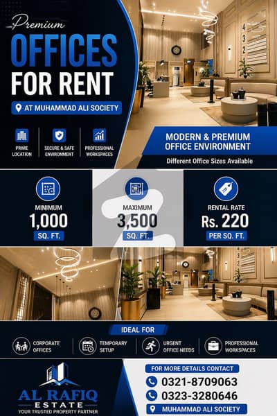Brand new office for rent at Muhammad ali society
