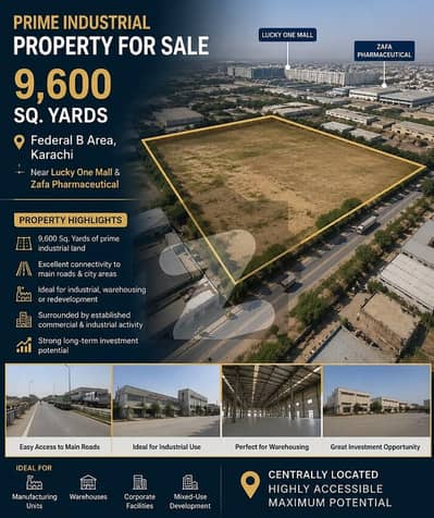 فیڈرل بی ایریا ۔ بلاک 21 فیڈرل بی ایریا,کراچی میں 19 کنال Studio فیکٹری 12.5 ارب میں برائے فروخت۔