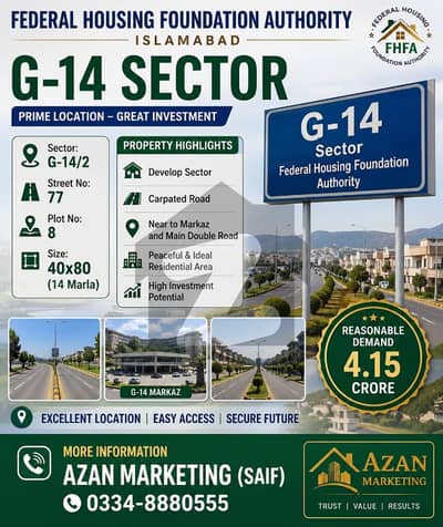 G-14/2 Street 77 Plot 8 Size 40x80 Reasonable Demand Urgently For Sale