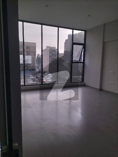 OFFICE FOR RENT ON 60FEET ROAD BRAND NEW OUT CLASS GLASS ELEVATION WITH BALCONY WITH LIFT AND STAND BY GENERATOR