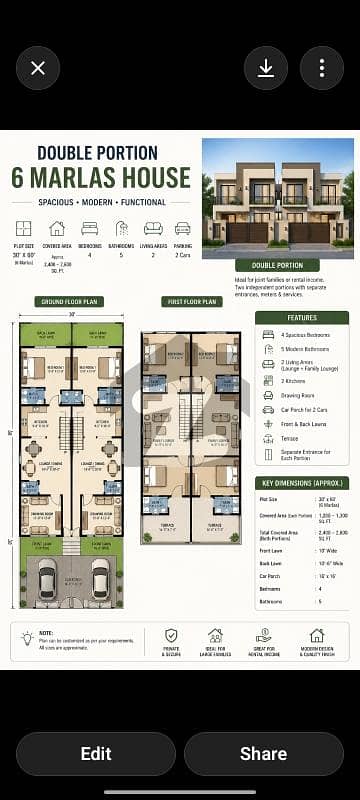 6 marla house for rent