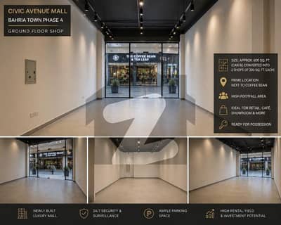Prime Ground Floor Commercial Shop for Sale in Civic Avenue Mall, Bahria Town Phase 4 Next to Coffee Bean | High Footfall Location