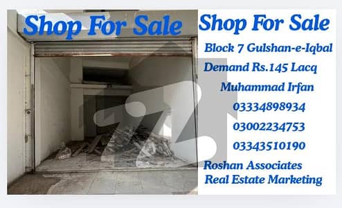 Golden Opportunity! Prime Commercial Shop for Sale in Gulshan-e-Iqbal Block 3 Location: Near KDA Market, Business Hub An Offer That Doesnt Come Often!